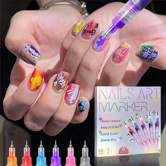 🎁✨ Zestaw lakierów do paznokci w 12 kolorach do kreatywnych wzorów 💅🎨