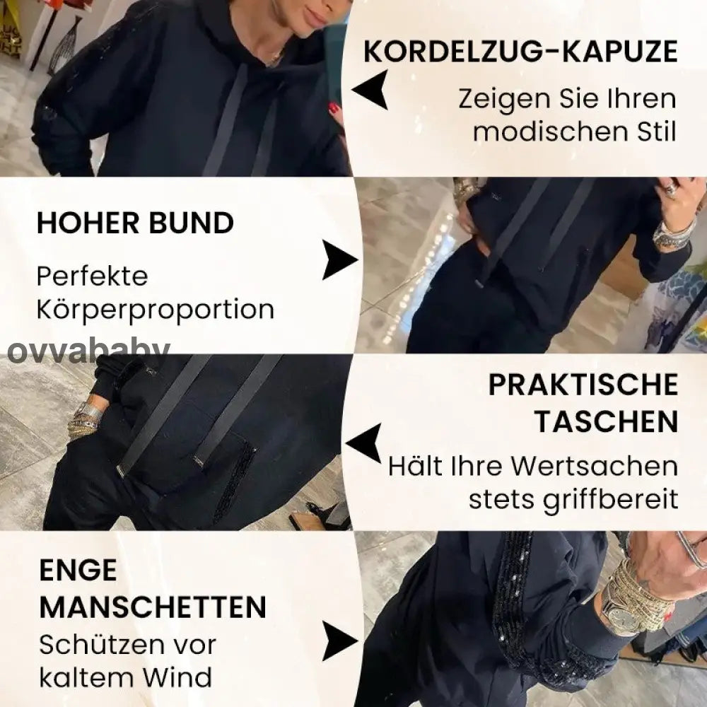 🌸Frühjahrsangebote💐✨Zweiteiliges Set mit Kapuzenoberteil und Hose mit Kordelzug für Frauen
