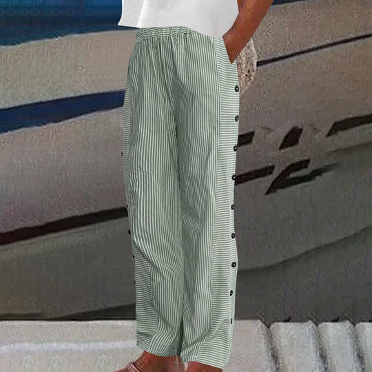 ☀️ Spring Hot Sale 50% OFF!! 🌿🌸 Comfortable blue striped trousers with side pockets