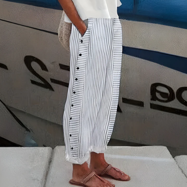 ☀️ Spring Hot Sale 50% OFF!! 🌿🌸 Comfortable blue striped trousers with side pockets