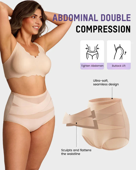 💖Last Day-Buy 1 Get 3 Packs💖Plus-Size High-Waist Cross Tummy Control Panties