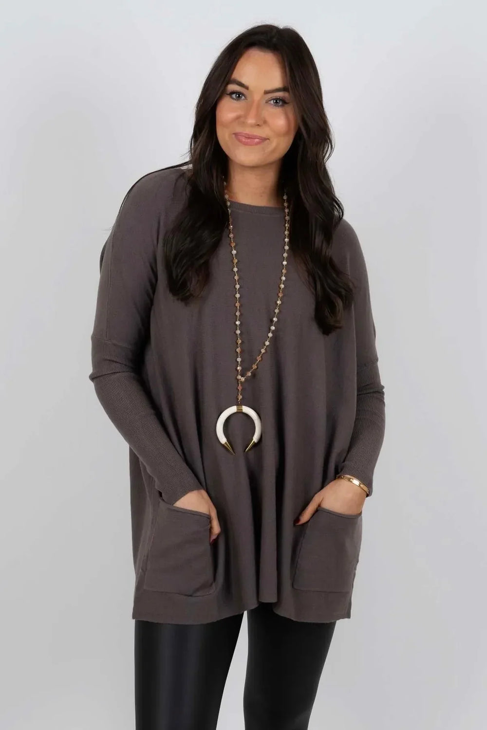 🎉2026 Hot Sale 60% OFF💞 Women's Round Neck Long Sleeve Loose Pocket T-Shirt