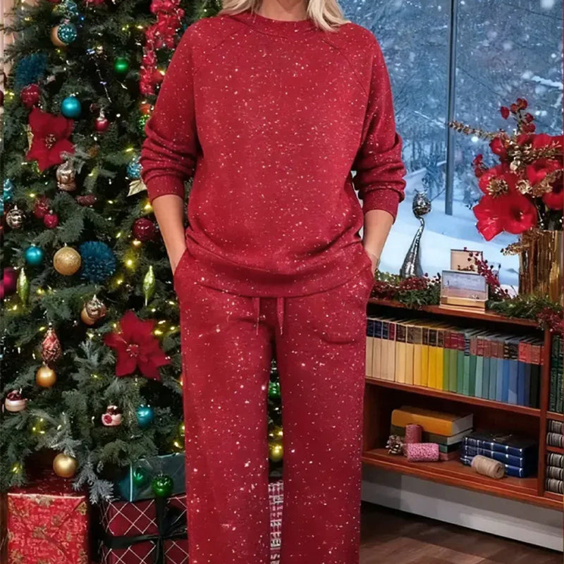 ⌛ Nur noch 3 Tage – 50 % auf alles! ⏰Damen-Glitzer-Zweiteiler: Pullover &amp; Hose