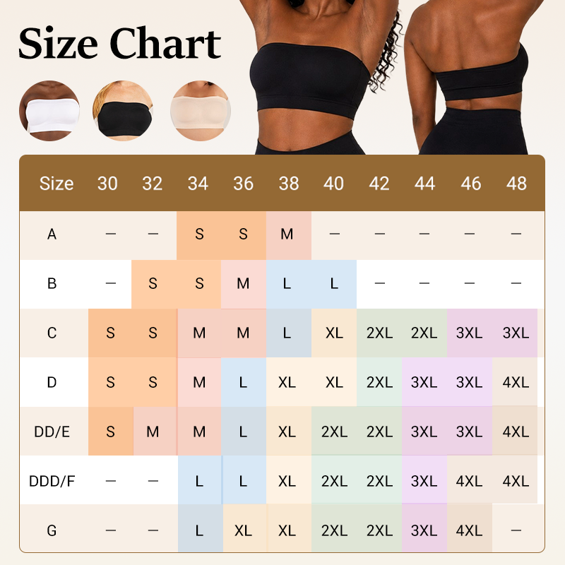 Anti-Slip Grip &amp; Removable Straps✨Convertible Strapless Bandeau Bra with Wireless Comfort👍Suitable for All Body Types