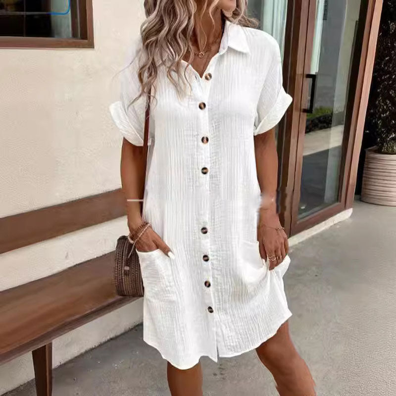 ✨Short Sleeve Shirt Dress - Soft, Pocketed &amp; Effortlessly Stylish💃