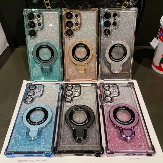 🔥Magnetisches Glitzermobil mit Farbverlauf Handytaschen für Samsung S22-25