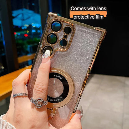 🔥Magnetisches Glitzermobil mit Farbverlauf Handytaschen für Samsung S22-25