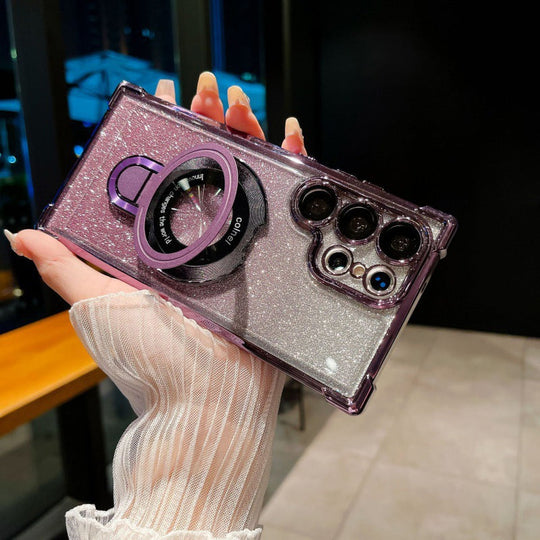 🔥Magnetisches Glitzermobil mit Farbverlauf Handytaschen für Samsung S22-25