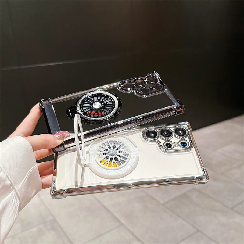 Étui de téléphone portable transparent gyroscope avec support magnétique pour Samsung S22-25