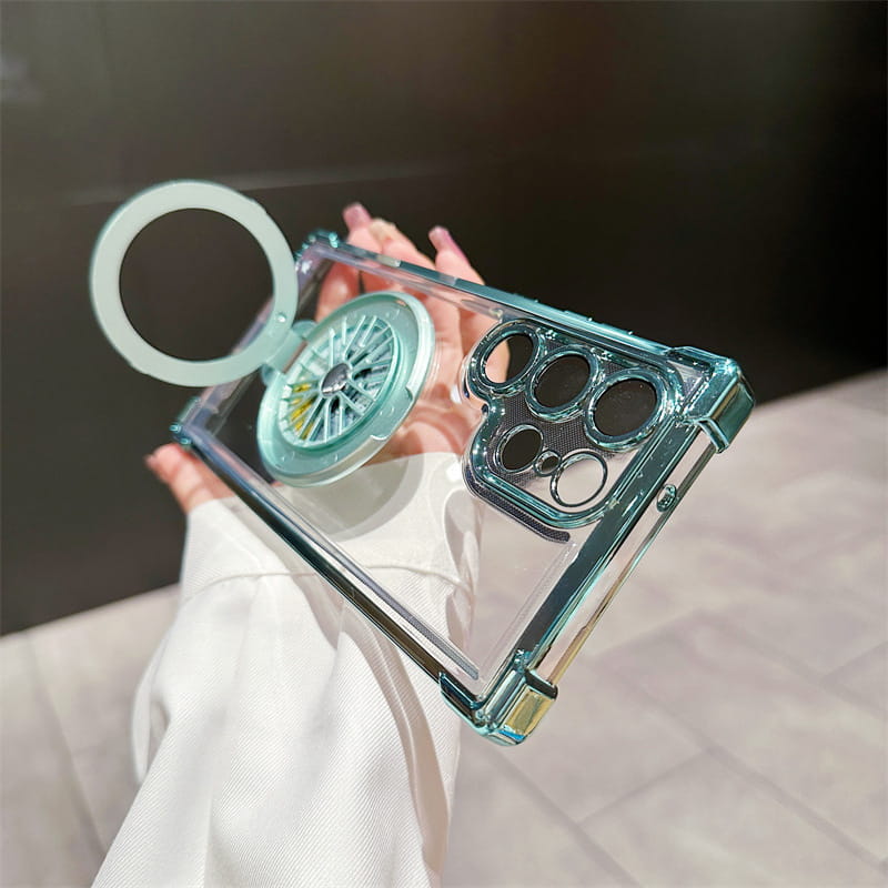 Étui de téléphone portable transparent gyroscope avec support magnétique pour Samsung S22-25