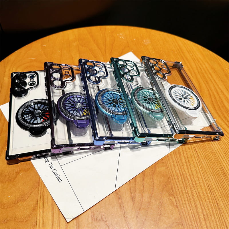 Étui de téléphone portable transparent gyroscope avec support magnétique pour Samsung S22-25