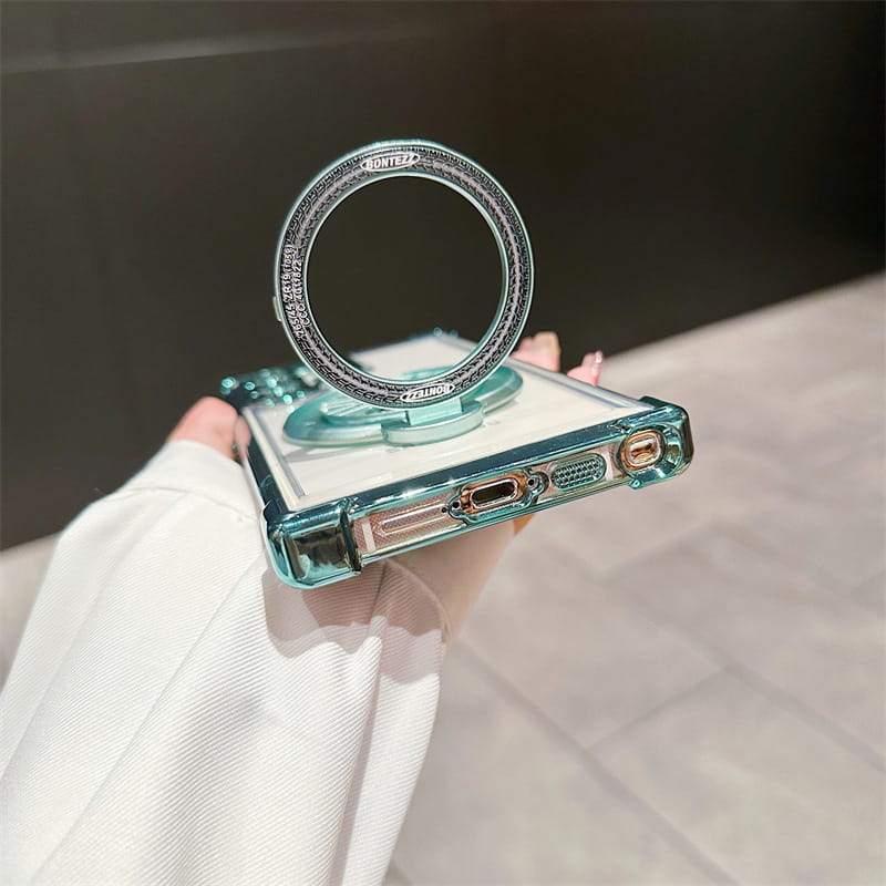 Étui de téléphone portable transparent gyroscope avec support magnétique pour Samsung S22-25