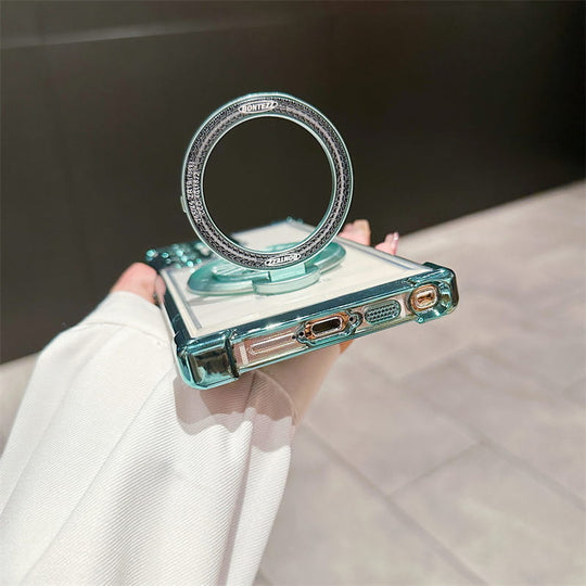Étui de téléphone portable transparent gyroscope avec support magnétique pour Samsung S22-25