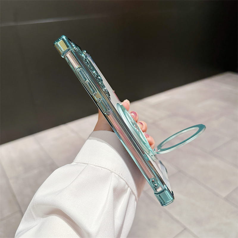 Étui de téléphone portable transparent gyroscope avec support magnétique pour Samsung S22-25