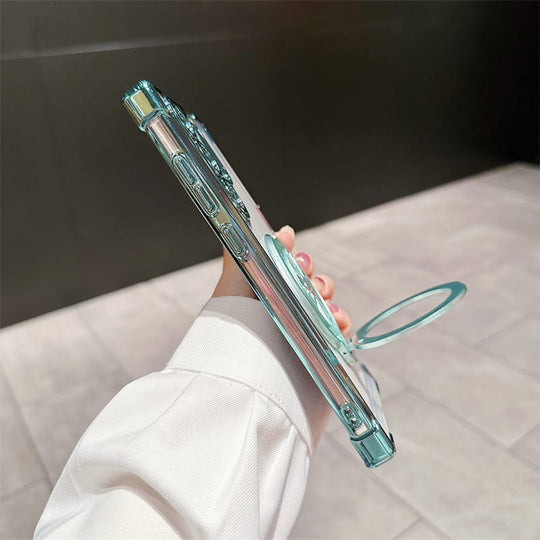 Étui de téléphone portable transparent gyroscope avec support magnétique pour Samsung S22-25