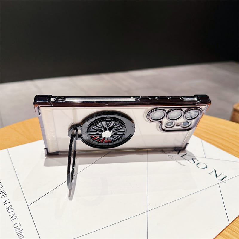 Étui de téléphone portable transparent gyroscope avec support magnétique pour Samsung S22-25