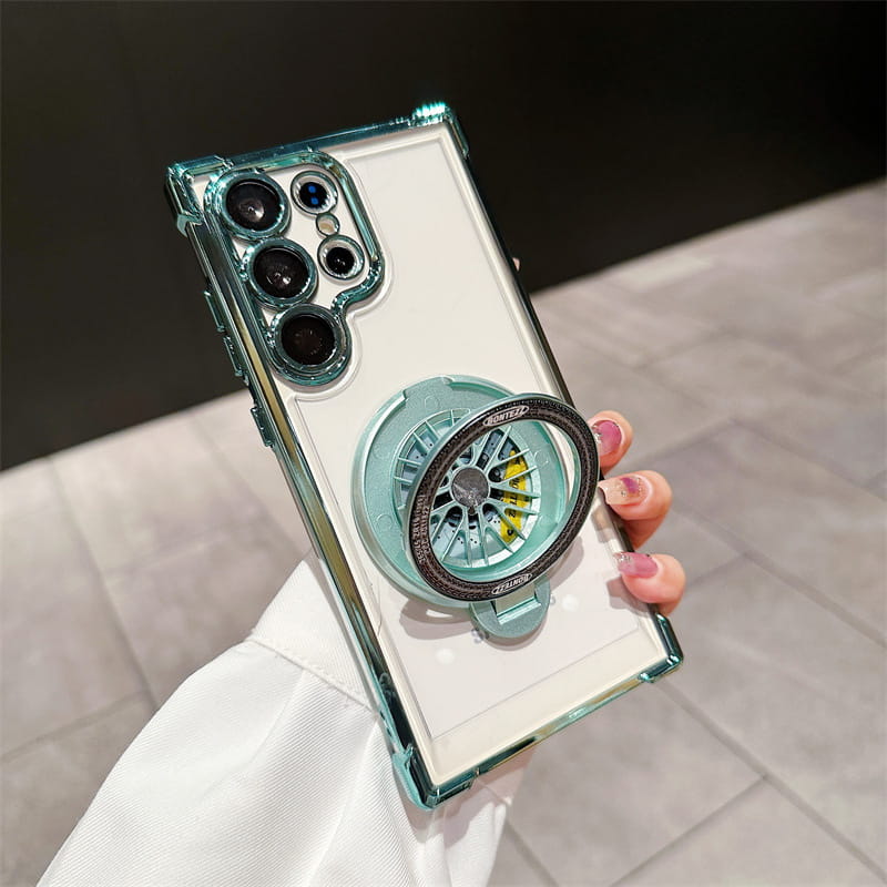 Étui de téléphone portable transparent gyroscope avec support magnétique pour Samsung S22-25