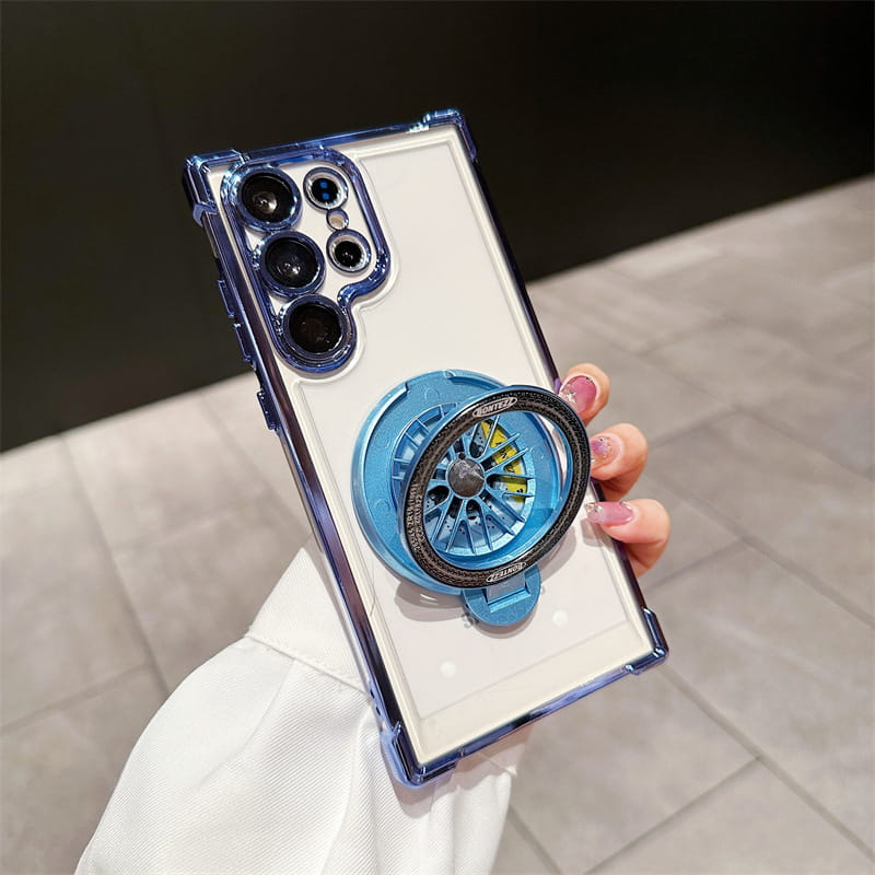 Étui de téléphone portable transparent gyroscope avec support magnétique pour Samsung S22-25