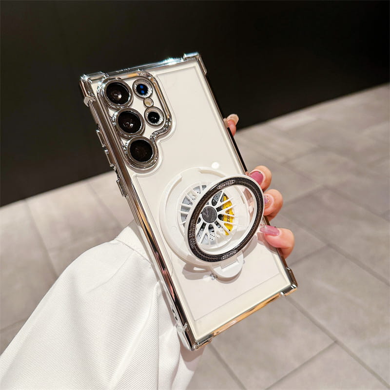 Étui de téléphone portable transparent gyroscope avec support magnétique pour Samsung S22-25