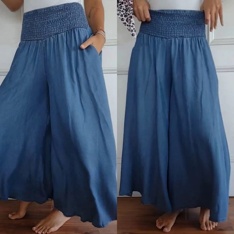 💥60% de descuento por tiempo limitado💥Pantalones de mujer de pierna ancha de moda con cintura alta y bolsillos.
