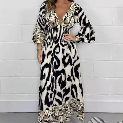 Breathable, fashionable, long A-line dress with V-neck🔥Hot Sale – 49 % DISCOUNT🔥
