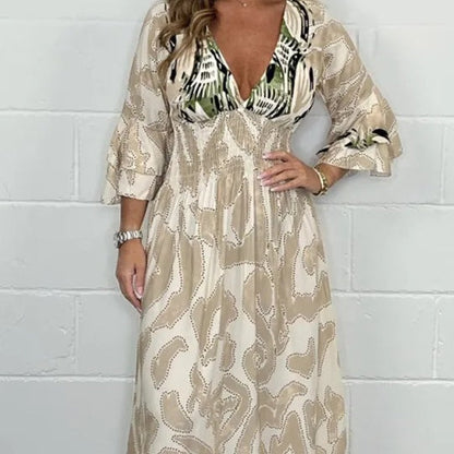 Breathable, fashionable, long A-line dress with V-neck🔥Hot Sale – 49 % DISCOUNT🔥