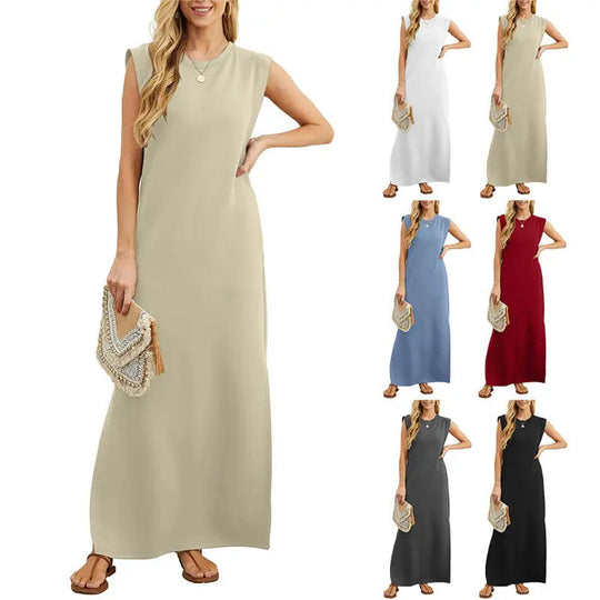 ⏳ 50% RABATT! Damen Sommerkleid – Baumwollmischung, Knitterfrei &amp; Seitenschlitz – Loose Fit für Urlaub &amp; Alltag, 6 Farben