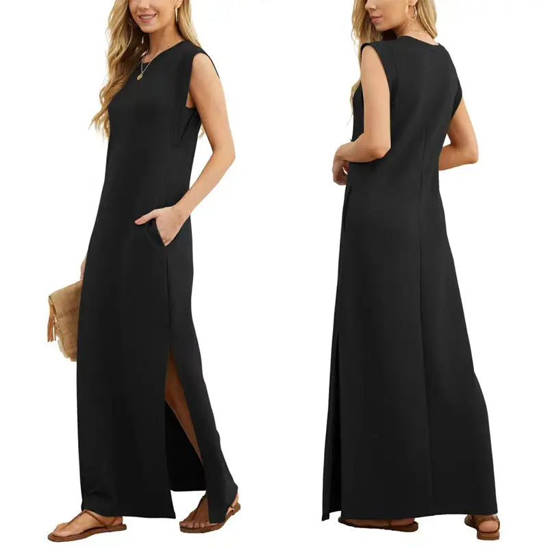 ⏳ 50% RABATT! Damen Sommerkleid – Baumwollmischung, Knitterfrei &amp; Seitenschlitz – Loose Fit für Urlaub &amp; Alltag, 6 Farben