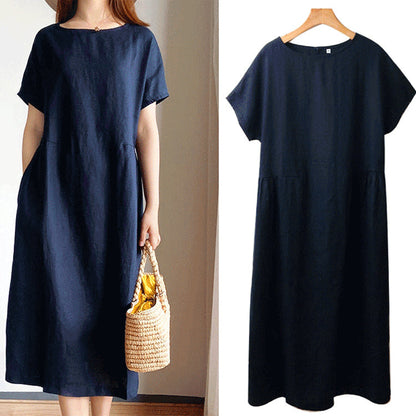 🔥Spätsommerschlussverkauf –Für begrenzte Zeit 50% Rabatt🔥Kleid aus Leinen und Baumwolle im japanischen Stil