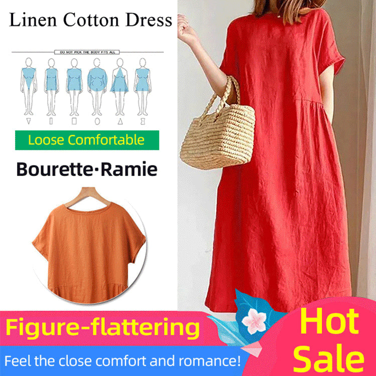 🔥Spätsommerschlussverkauf –Für begrenzte Zeit 50% Rabatt🔥Kleid aus Leinen und Baumwolle im japanischen Stil