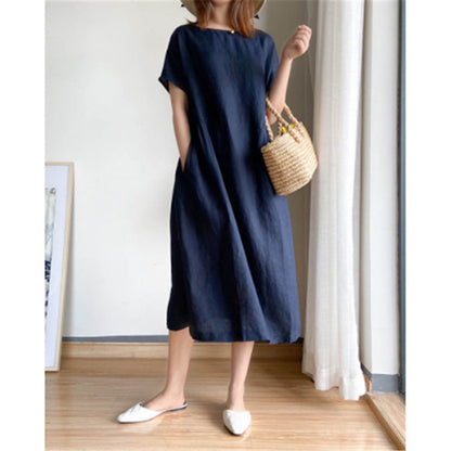 🔥Spätsommerschlussverkauf –Für begrenzte Zeit 50% Rabatt🔥Kleid aus Leinen und Baumwolle im japanischen Stil