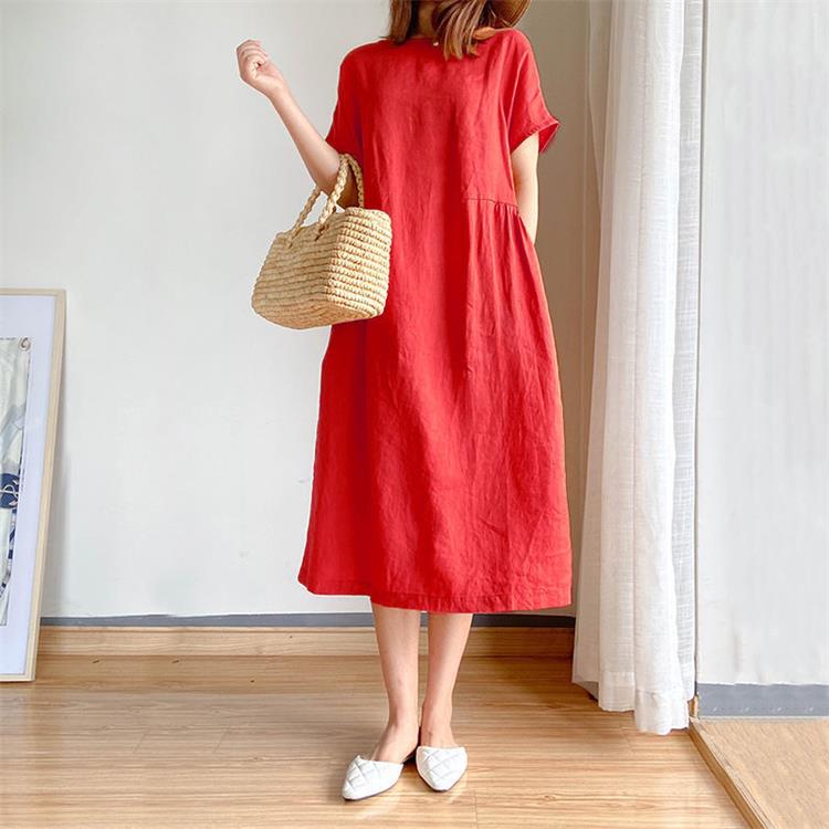 🔥Spätsommerschlussverkauf –Für begrenzte Zeit 50% Rabatt🔥Kleid aus Leinen und Baumwolle im japanischen Stil