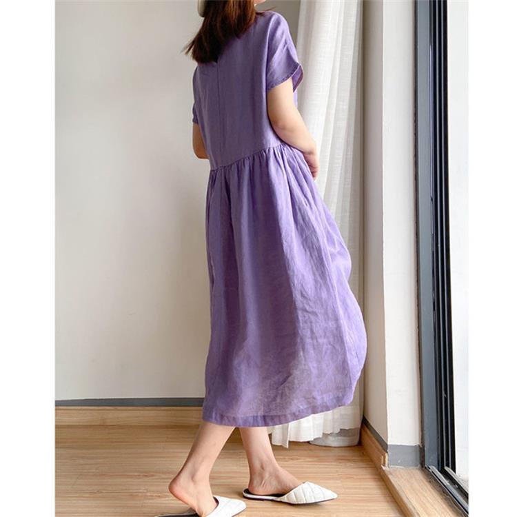 🔥Spätsommerschlussverkauf –Für begrenzte Zeit 50% Rabatt🔥Kleid aus Leinen und Baumwolle im japanischen Stil