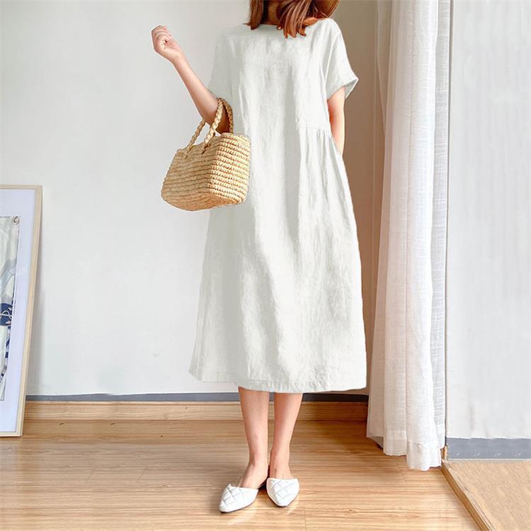 🔥Spätsommerschlussverkauf –Für begrenzte Zeit 50% Rabatt🔥Kleid aus Leinen und Baumwolle im japanischen Stil