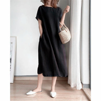 🔥Spätsommerschlussverkauf –Für begrenzte Zeit 50% Rabatt🔥Kleid aus Leinen und Baumwolle im japanischen Stil