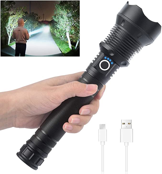Superhelle, leistungsstarke, hohe Lumen, lange taktische Taschenlampen mit wiederaufladbarer Batterie