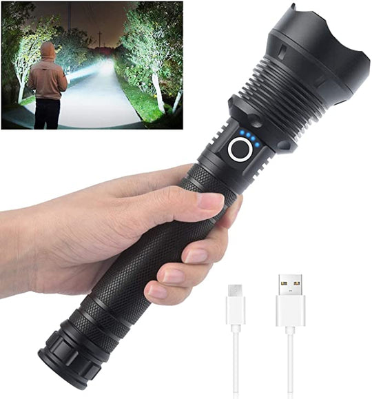 Superhelle, leistungsstarke, hohe Lumen, lange taktische Taschenlampen mit wiederaufladbarer Batterie