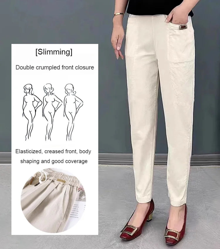🔥Elastische Baumwollhose mit Taille für Frauen💯💯💯