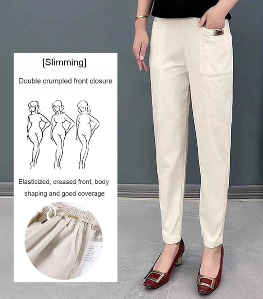 🔥Elastische Baumwollhose mit Taille für Frauen💯💯💯