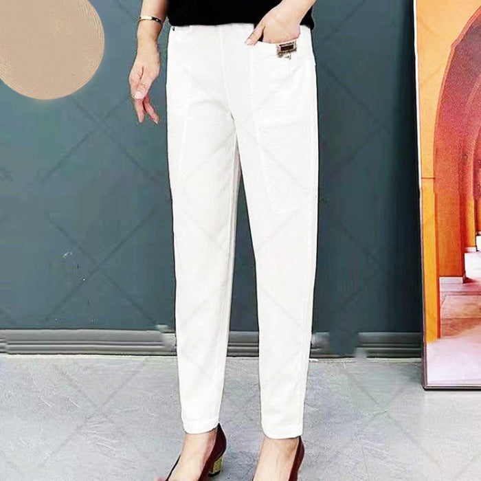 🔥Elastische Baumwollhose mit Taille für Frauen💯💯💯