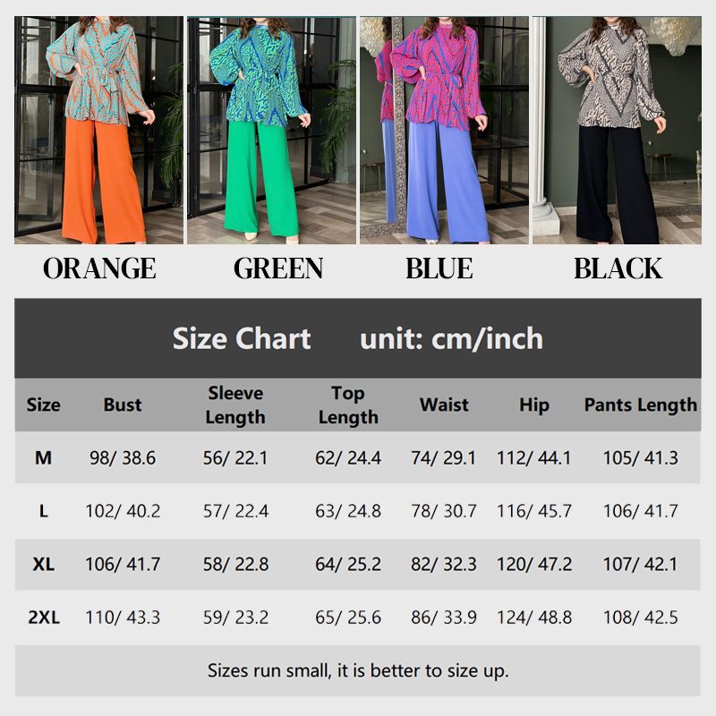 Fashion Pleated Blouse & Wide Leg Pants 2 Piece Set