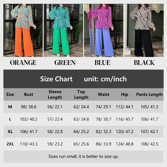 Fashion Pleated Blouse &amp; Wide Leg Pants 2 Piece Set