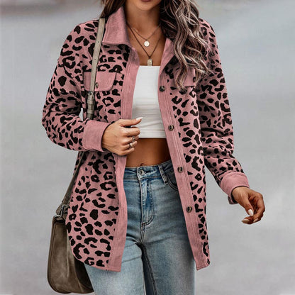 🍂Herbst-Specials 57% Rabatte🥰 Langärmlige Jacke mit Knopfleiste und Leopardenmuster für Damen