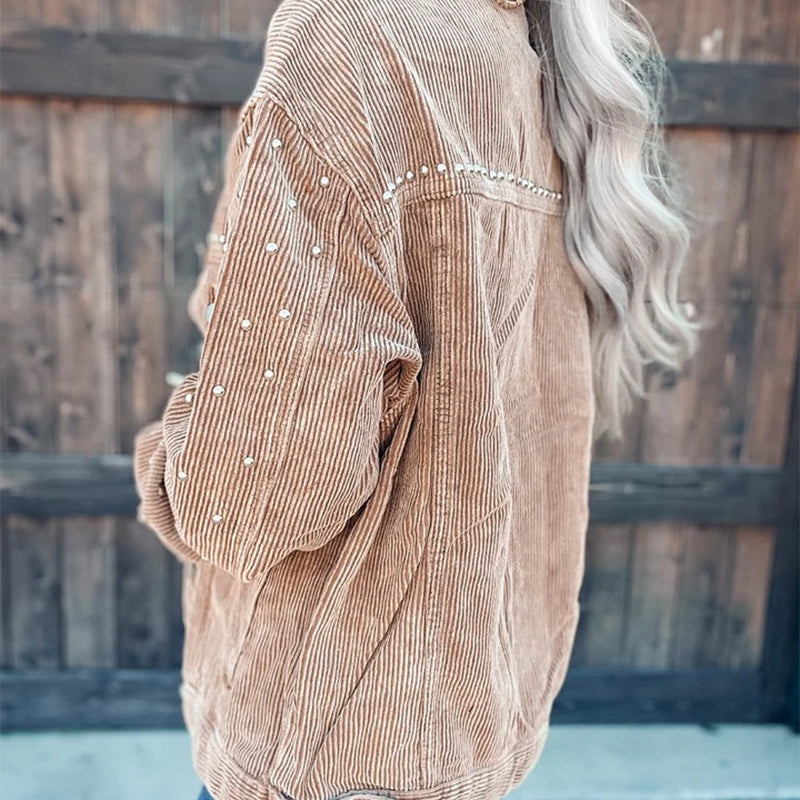 🎁Heißer Verkauf 50 % RABATT⏳Lässige Langarm-Button-Down-Jacke mit Taschen