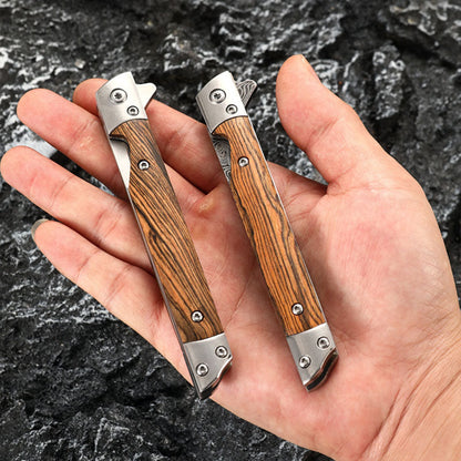 🗡️✨Folding knife with wooden handle for work, hiking &amp; camping⛺