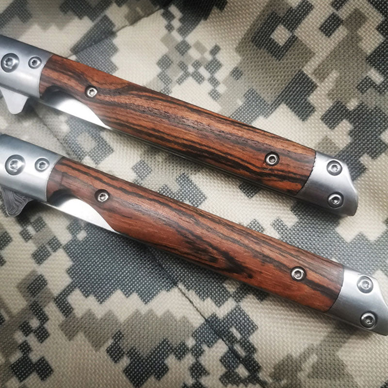 🗡️✨Folding knife with wooden handle for work, hiking &amp; camping⛺