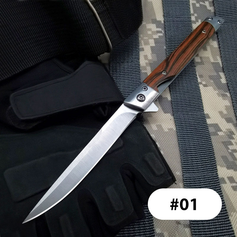 🗡️✨Folding knife with wooden handle for work, hiking &amp; camping⛺