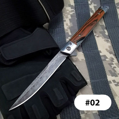 🗡️✨Folding knife with wooden handle for work, hiking &amp; camping⛺