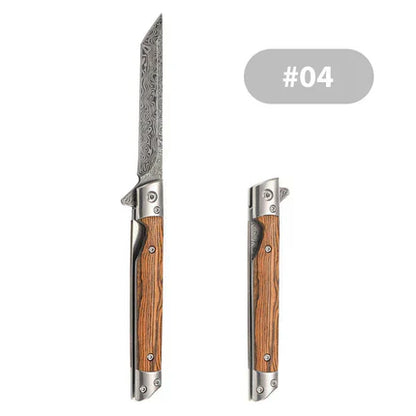 🗡️✨Folding knife with wooden handle for work, hiking &amp; camping⛺