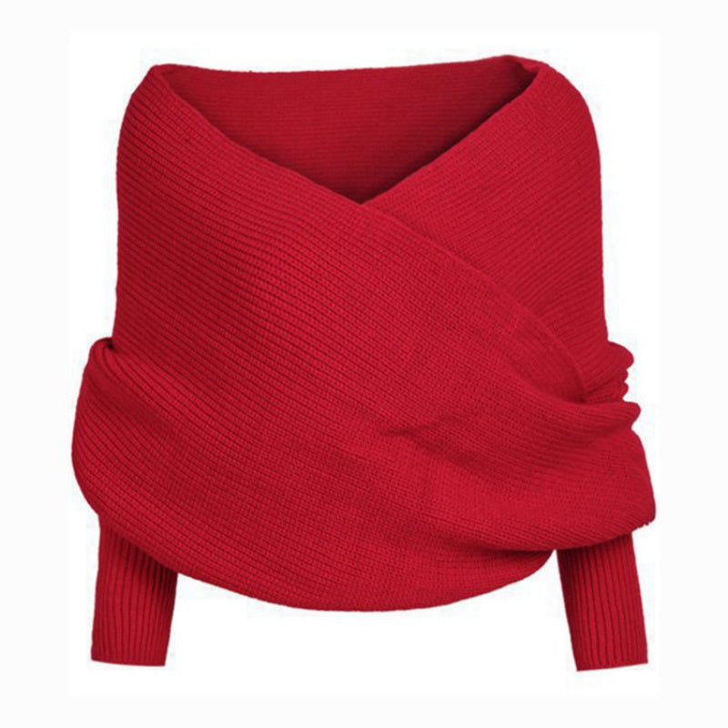 Einfarbiger gestrickter Pulloverschal mit Ärmeln für Frauen